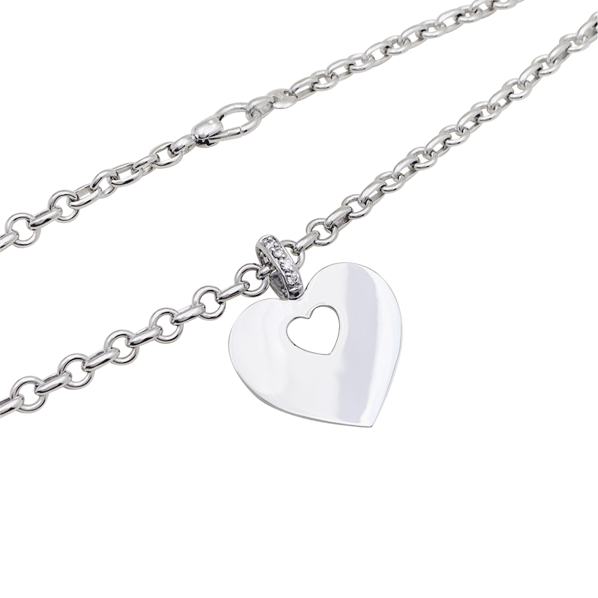 Collier Poiray "Coeur Secret" or blanc, diamants. - Castafiore