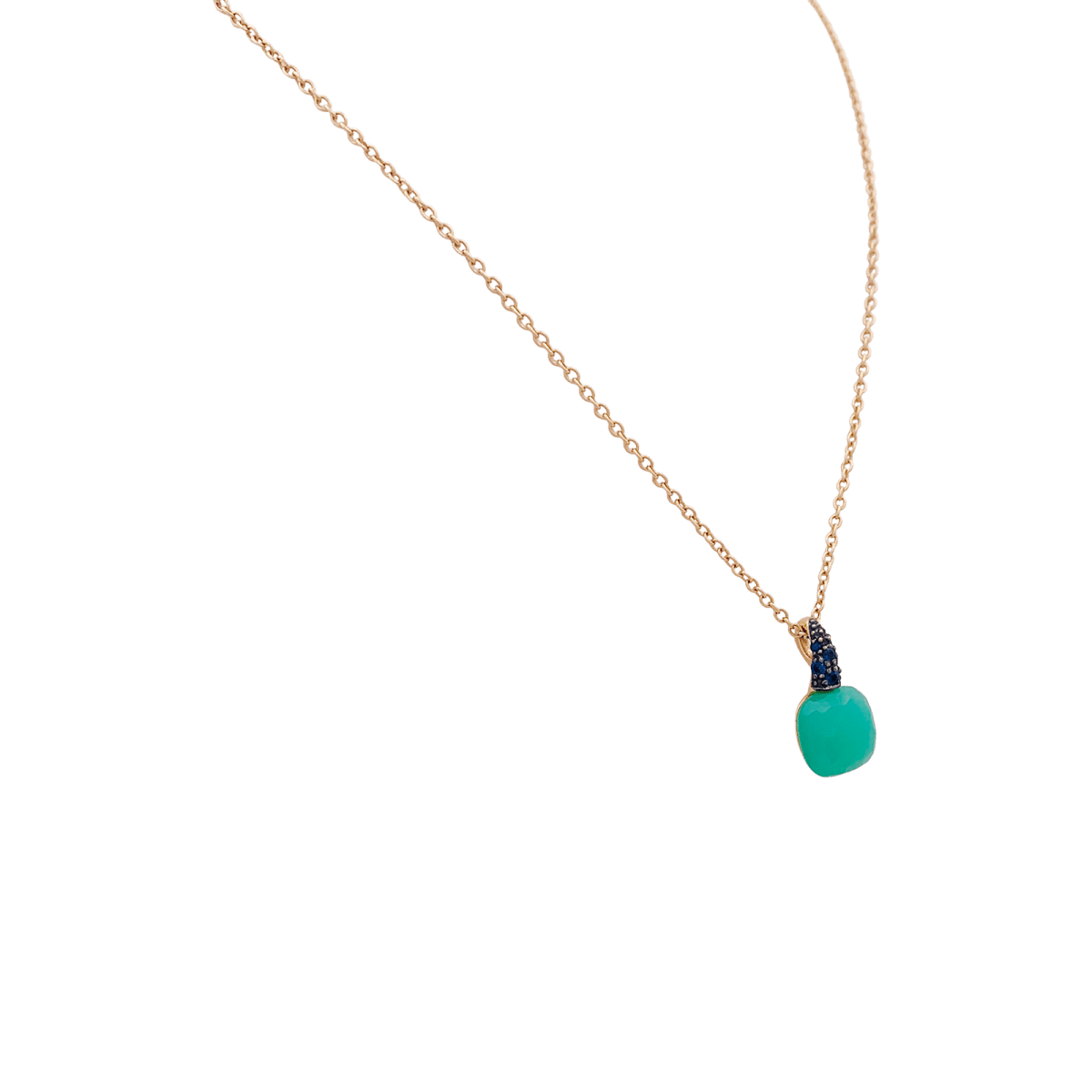 Collier Pomellato "Capri" en or rose t blanc, chrysoprase, saphirs. - Castafiore