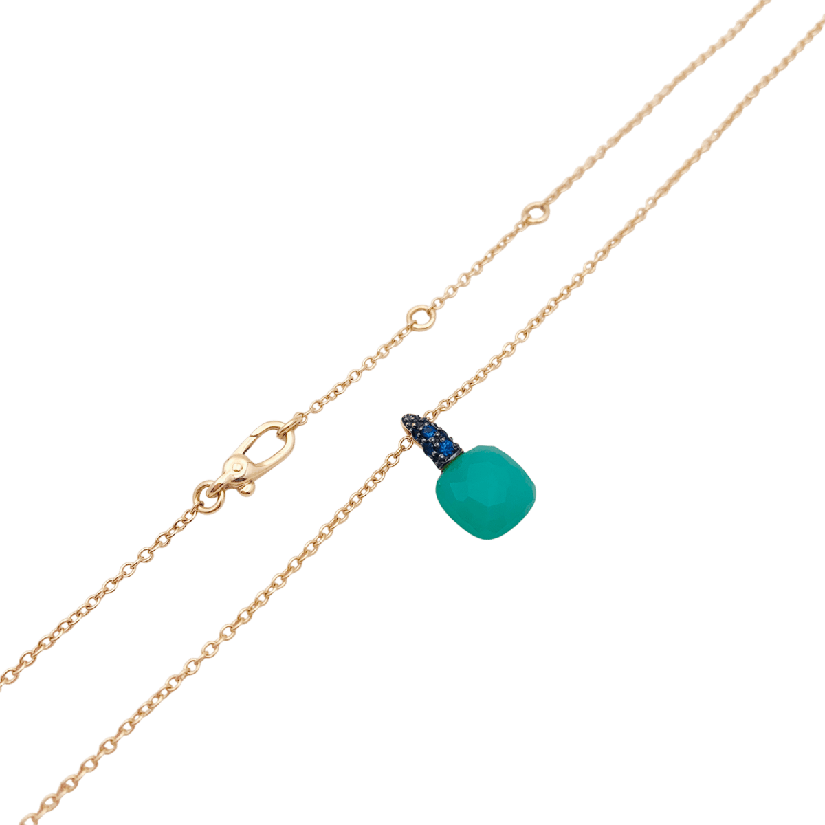 Collier Pomellato "Capri" en or rose t blanc, chrysoprase, saphirs. - Castafiore