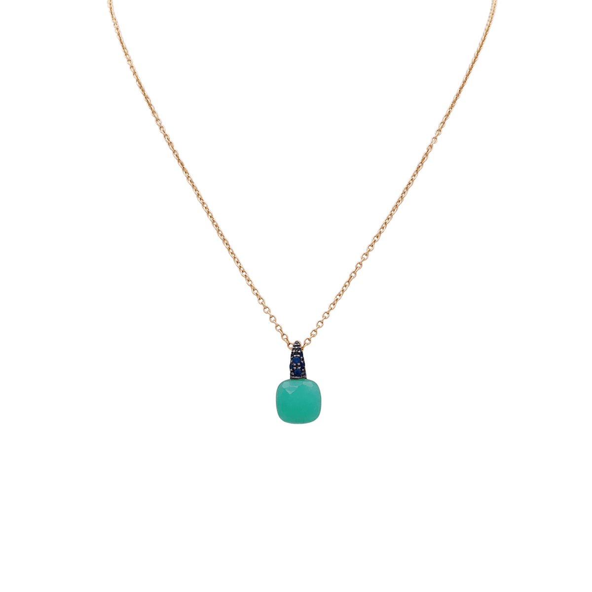 Collier Pomellato "Capri" en or rose t blanc, chrysoprase, saphirs. - Castafiore