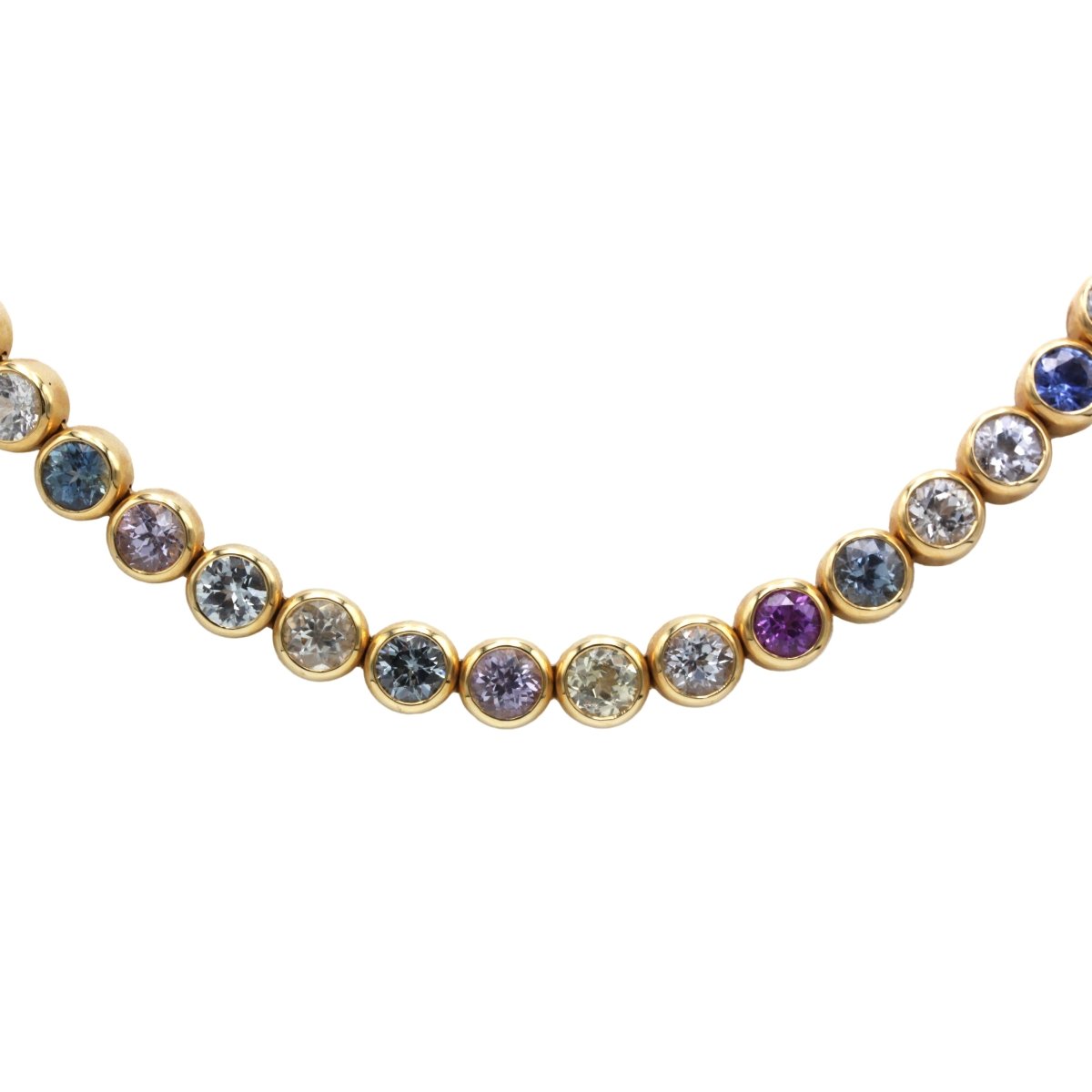 Collier Ras de Cou BUCHERER "Rivière" en or jaune et saphirs - Castafiore