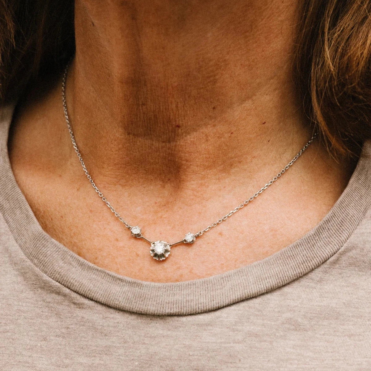 Collier Ras de cou en or blanc et diamants - Castafiore