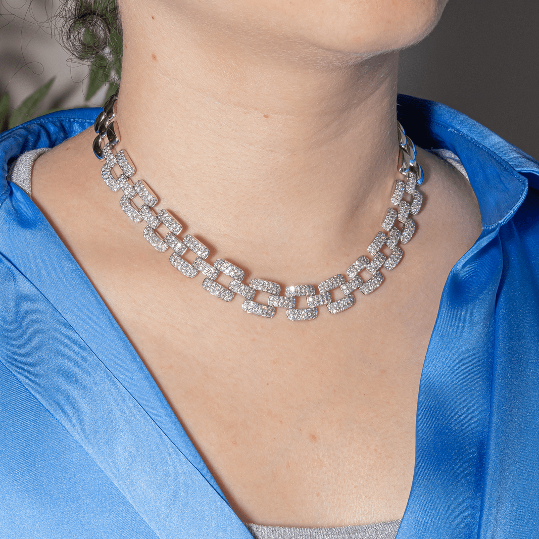 Collier Ras de Cou en or blanc et diamants - Castafiore