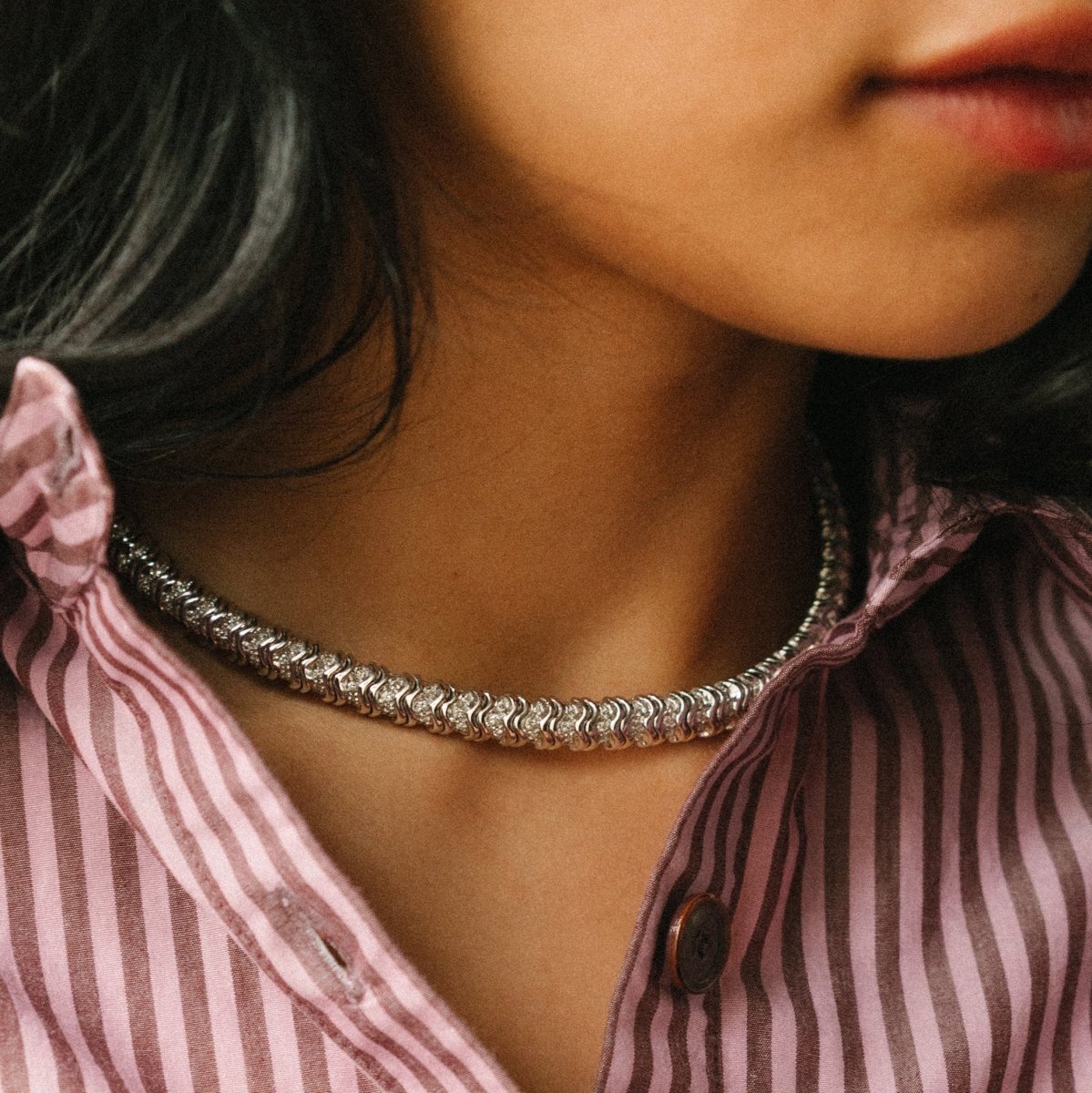 Collier Ras de cou en or blanc et diamants - Castafiore