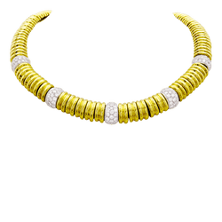 Collier Ras de Cou en or blanc, or jaune et diamants - Castafiore