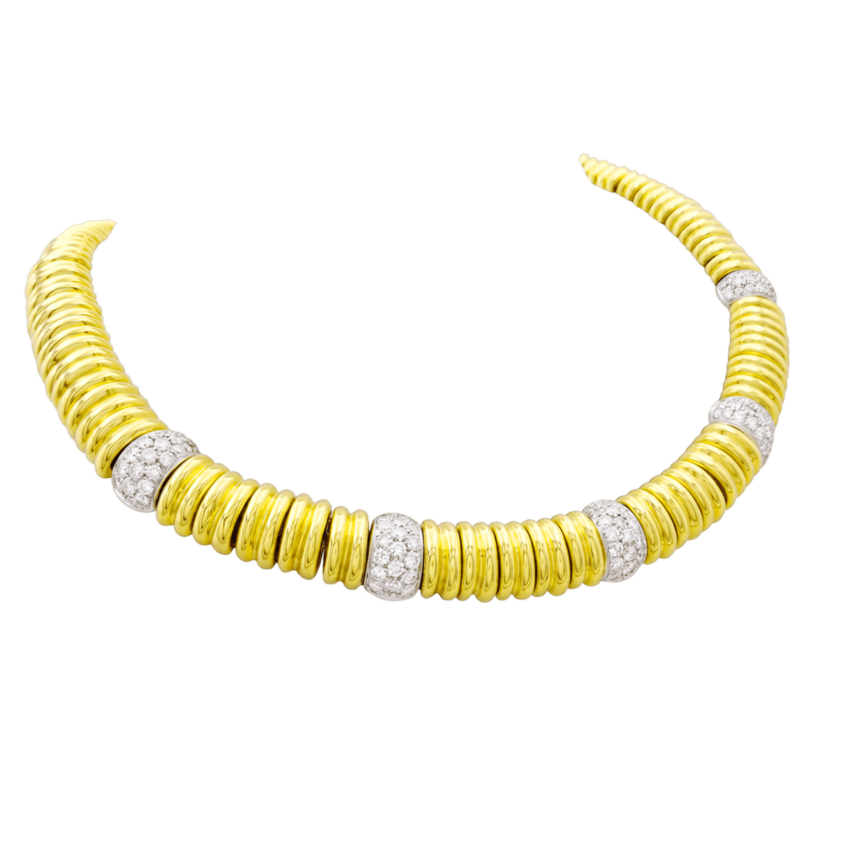 Collier Ras de Cou en or blanc, or jaune et diamants - Castafiore