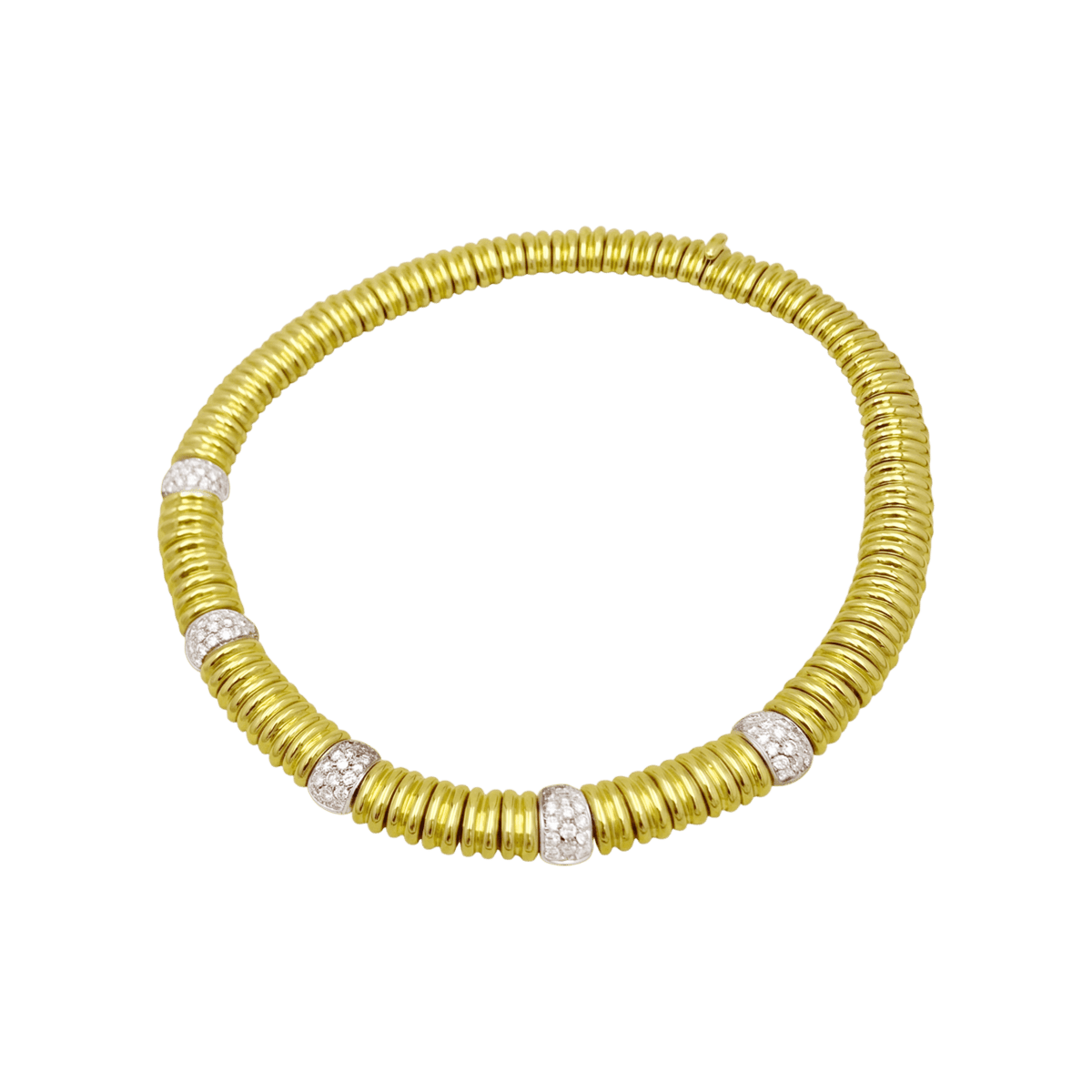 Collier Ras de Cou en or blanc, or jaune et diamants - Castafiore