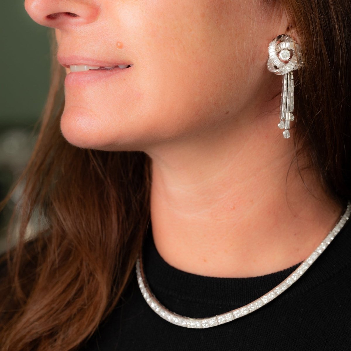 Collier Ras de cou en or blanc, platine et diamants - Castafiore