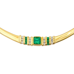 Collier Ras de Cou en or jaune, émeraudes et diamants - Castafiore