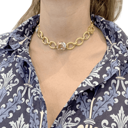 Collier ras de cou en or jaune et béryls - Castafiore