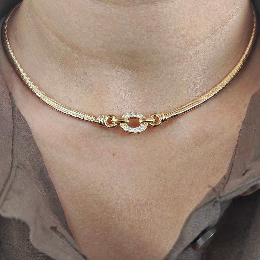 Collier Ras de Cou en or jaune et diamants - Castafiore