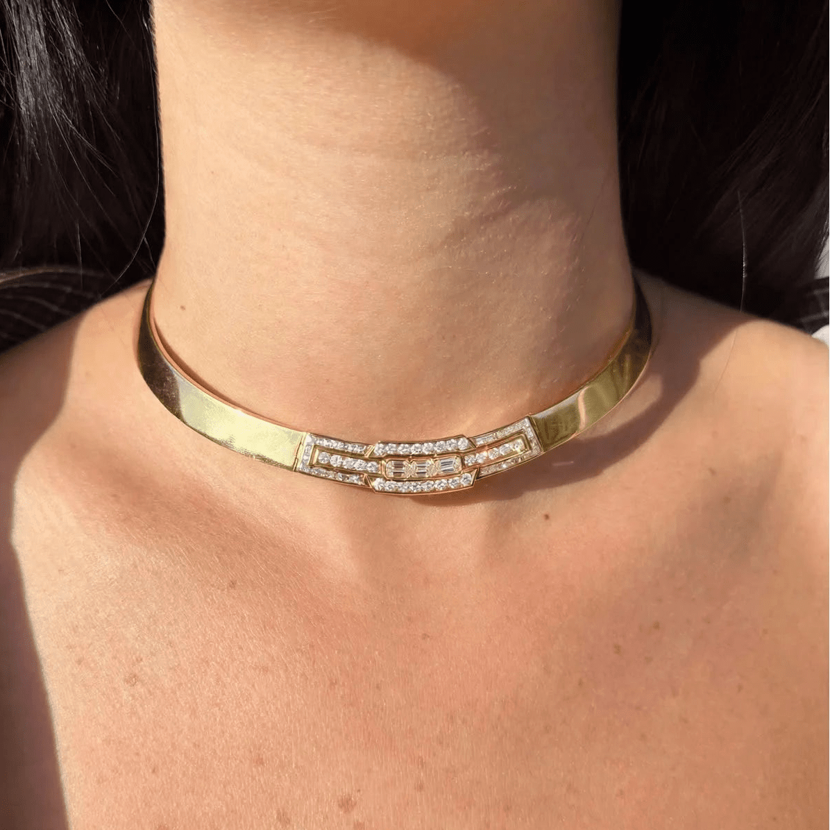 Collier Ras de Cou en or jaune et diamants - Castafiore