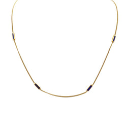 Collier Ras de Cou en or jaune et lapis - lazuli - Castafiore