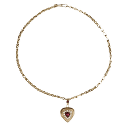 Collier Ras de Cou en or jaune, grenats et perles - Castafiore