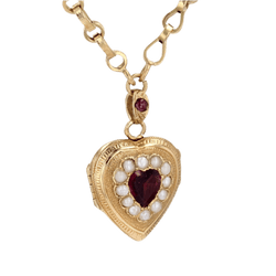 Collier Ras de Cou en or jaune, grenats et perles - Castafiore