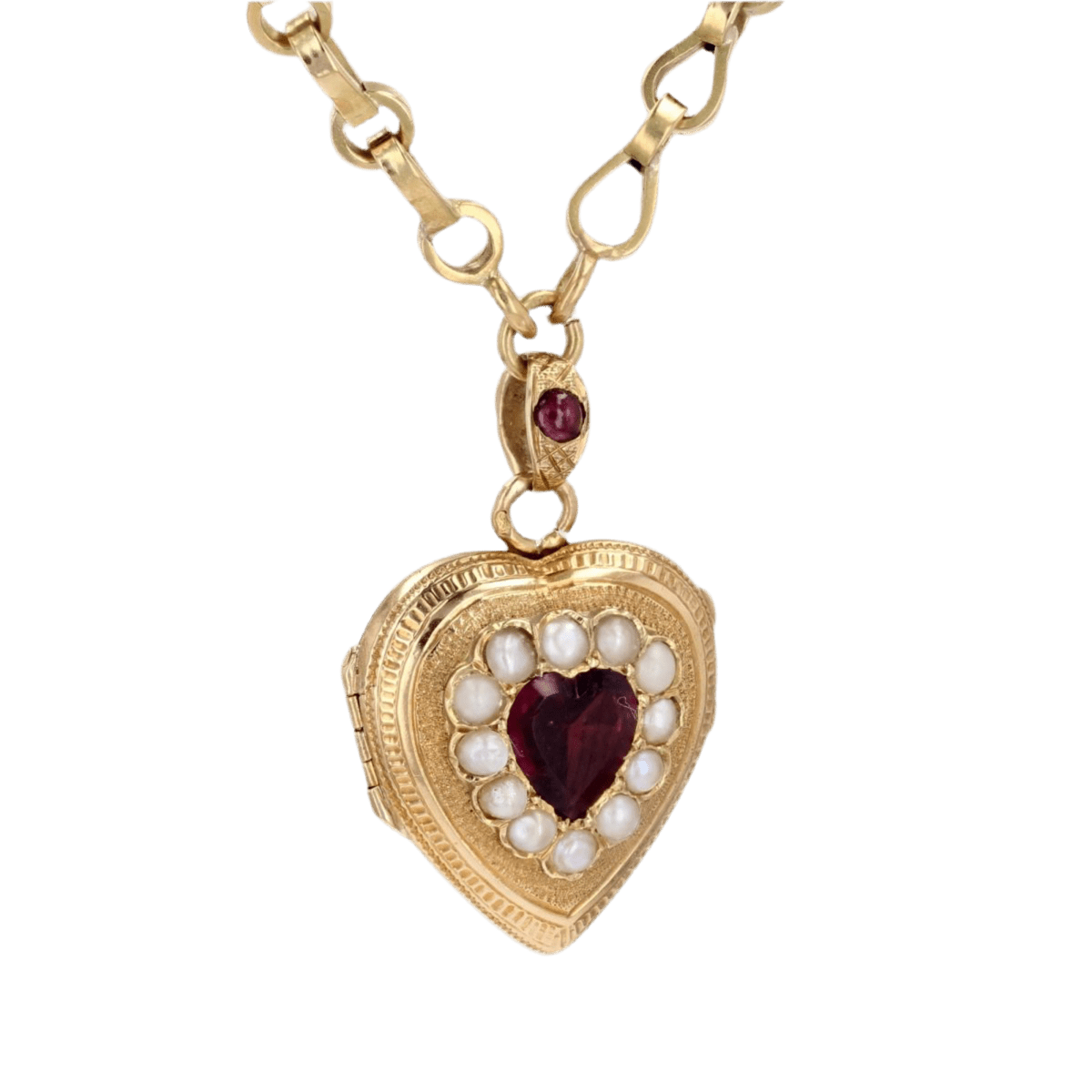 Collier Ras de Cou en or jaune, grenats et perles - Castafiore