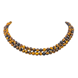 Collier Ras de Cou en or jaune, or blanc, oeil - de - tigre et diamants - Castafiore