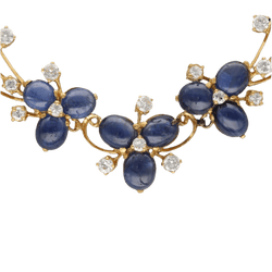 Collier Ras de Cou en or jaune, saphirs et diamants - Castafiore