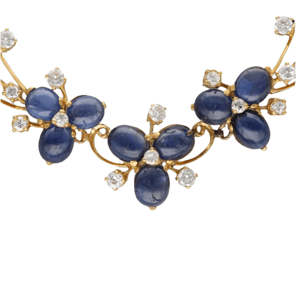 Collier Ras de Cou en or jaune, saphirs et diamants - Castafiore