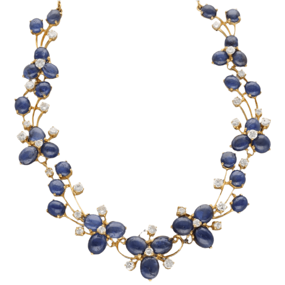 Collier Ras de Cou en or jaune, saphirs et diamants - Castafiore