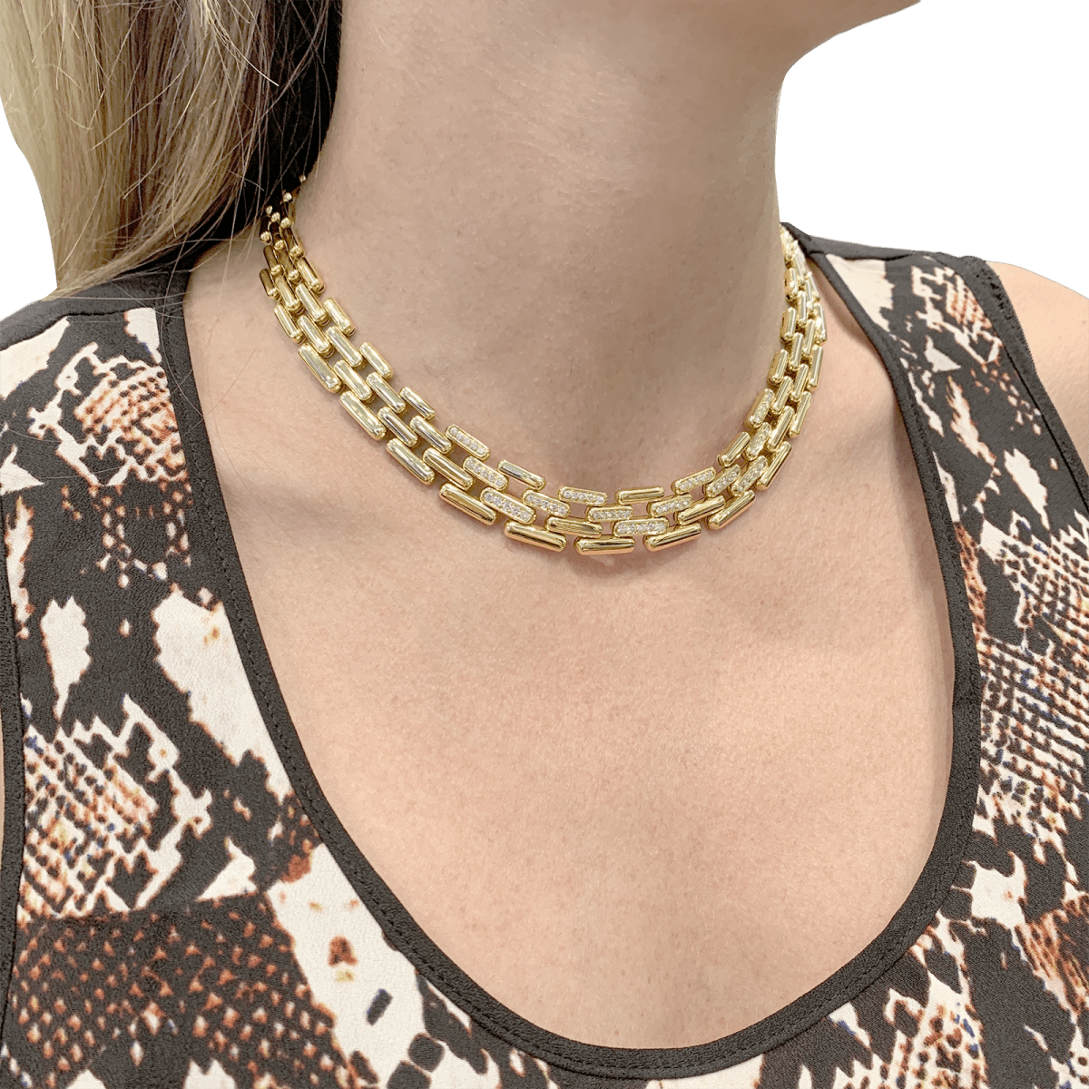 Collier Ras de Cou FRED en or jaune et diamants - Castafiore