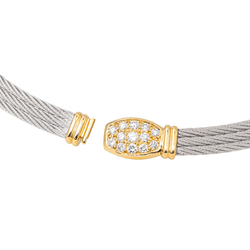 Collier Ras de Cou FRED "Force 10" en or jaune, acier et diamants - Castafiore