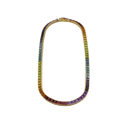 Collier Ras de Cou HANS STERN "Rainbow" en or jaune, grenats, citrines, péridots, aigues - marines, cordiérites et améthystes - Castafiore