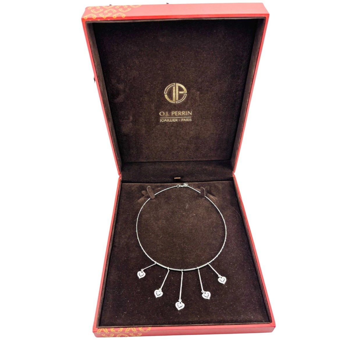 Collier Ras de cou O.J. PERRIN Coeurs Légendes en or blanc