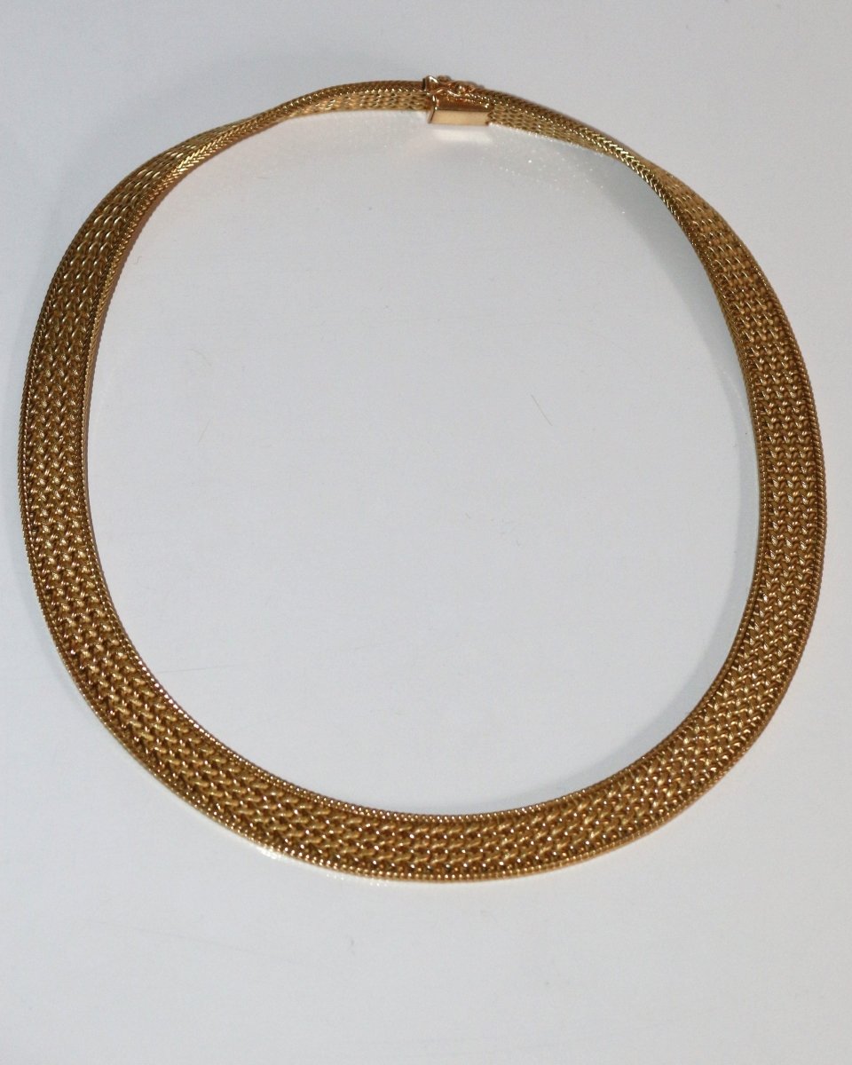 Collier ras de cou Or jaune maille polonaise - Castafiore
