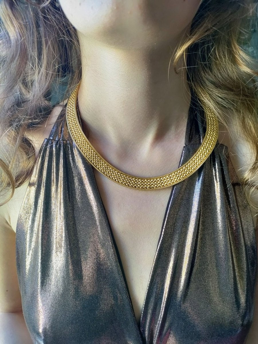 Collier ras de cou Or jaune maille polonaise - Castafiore