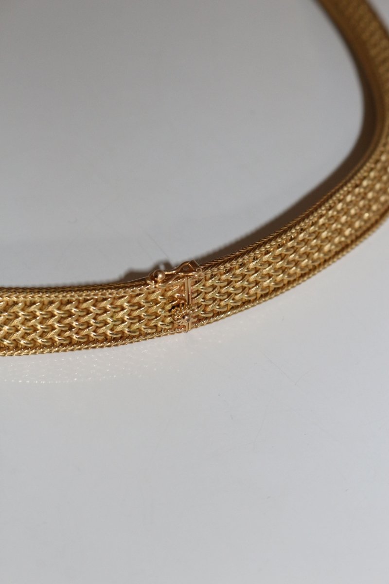 Collier ras de cou Or jaune maille polonaise - Castafiore
