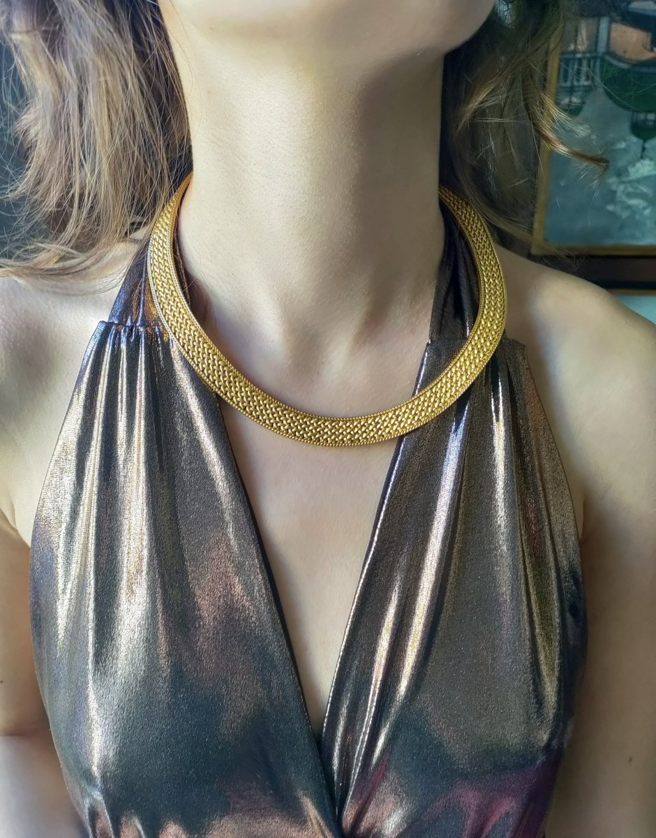 Collier ras de cou Or jaune maille polonaise - Castafiore