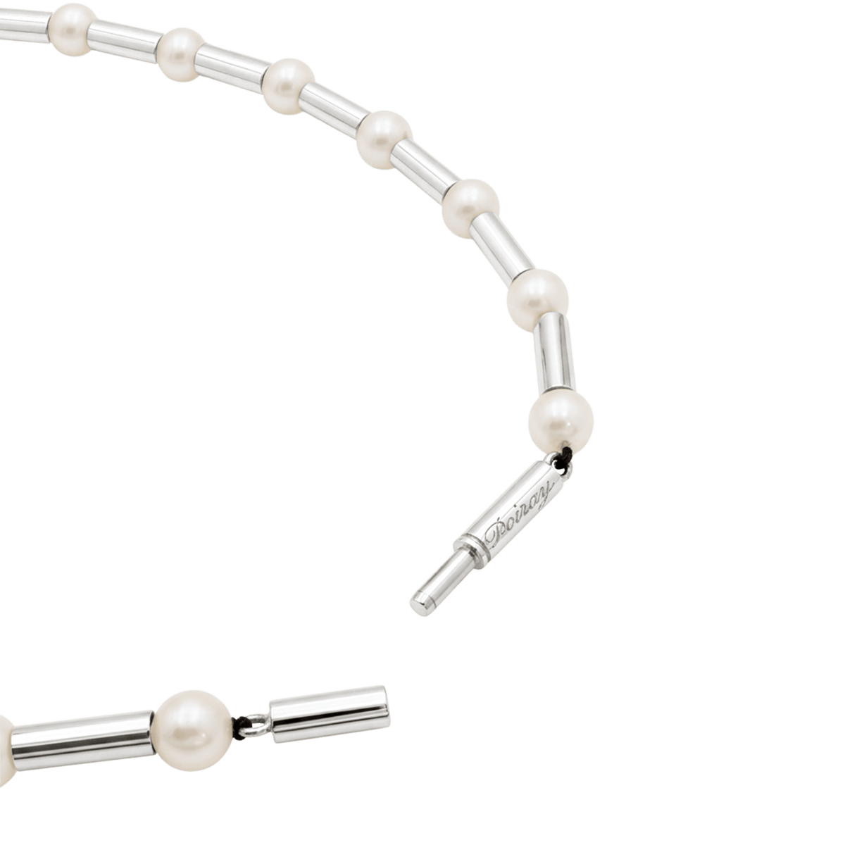 Collier Ras de Cou POIRAY "Fuseau" en or blanc et perles - Castafiore