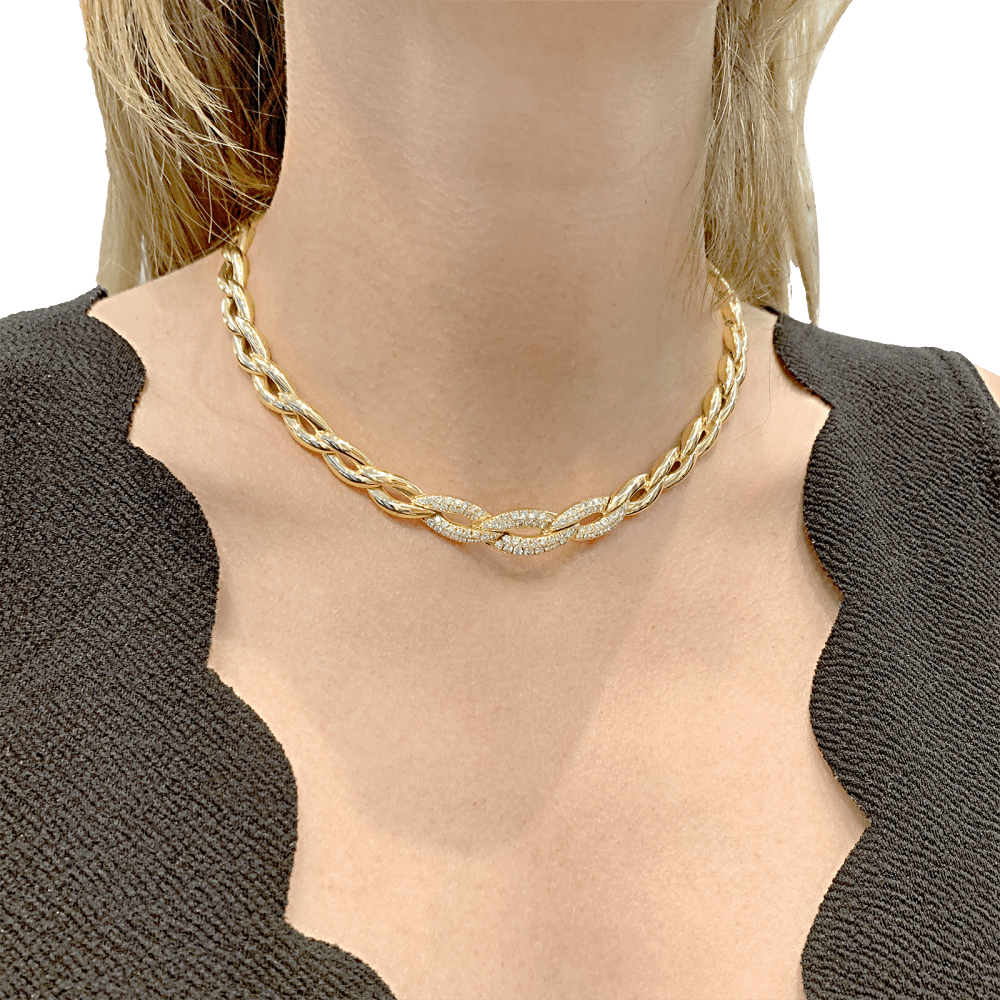 Collier Ras de Cou VAN CLEEF & ARPELS en or jaune et diamants - Castafiore
