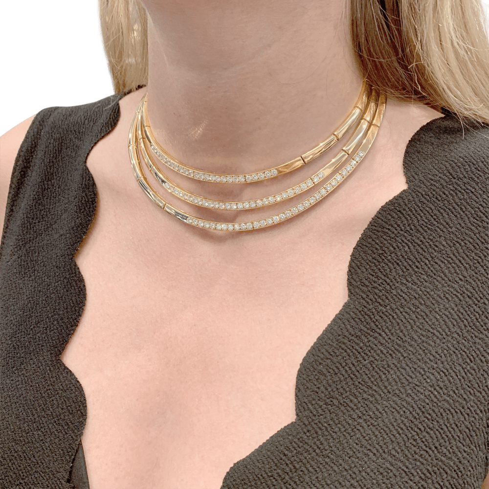 Collier Ras de Cou VAN CLEEF & ARPELS en or jaune et diamants - Castafiore
