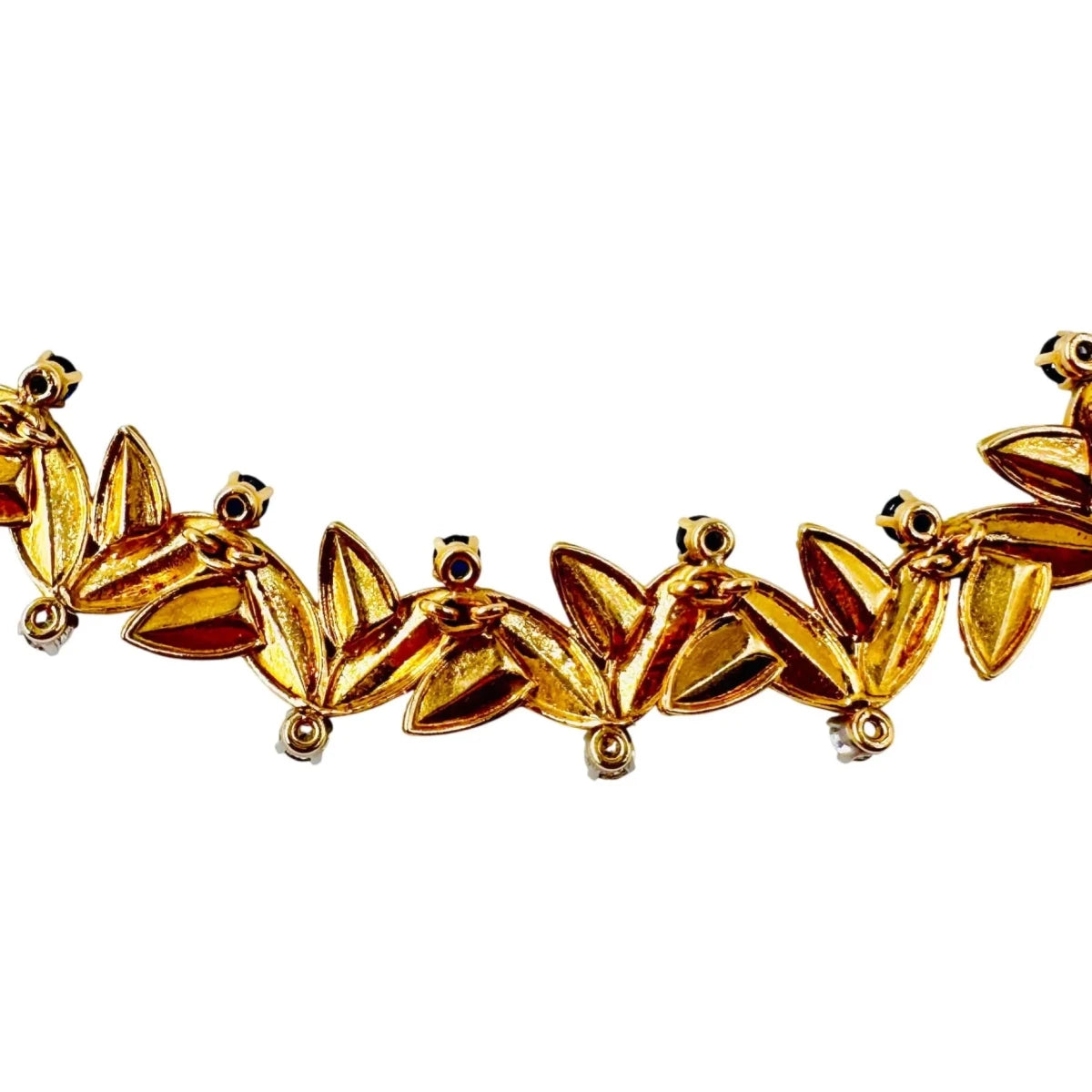 Collier Ras de Cou VAN CLEEF & ARPELS Feuilles en or jaune, saphirs et diamants - Castafiore