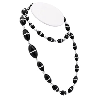 Collier R.CAMPELL en platine, onyx et diamants - Castafiore