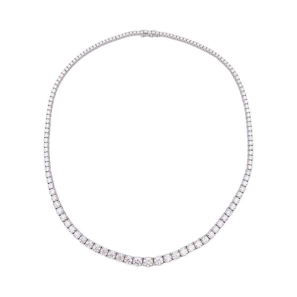 Collier rivière diamants en or blanc. - Castafiore