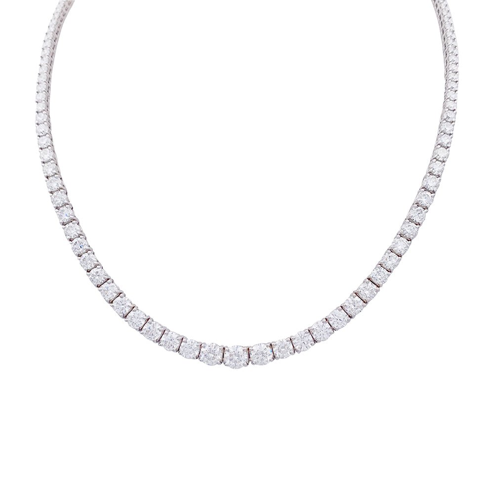 Collier rivière diamants en or blanc. - Castafiore