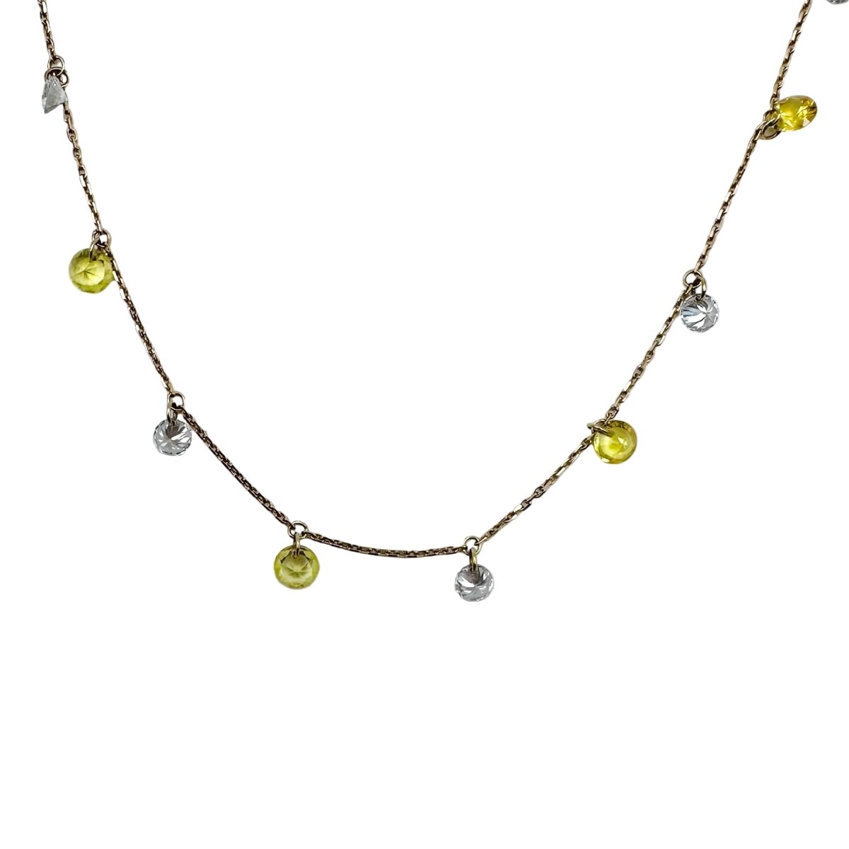 Collier Rivière LA BRUNE ET LA BLONDE, "Confetti" en or jaune, saphirs jaunes et diamants - Castafiore