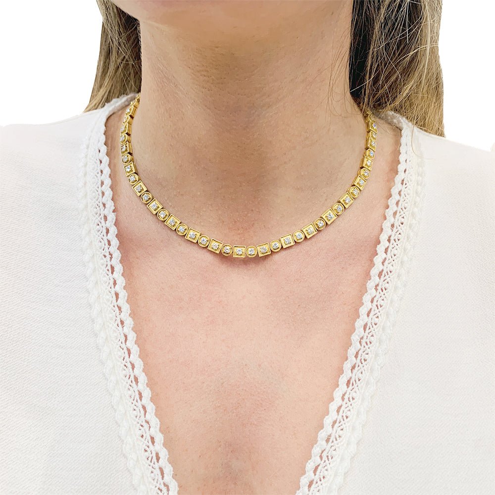 Collier Rivière LALAOUNIS "Byzantine" en or jaune et diamants - Castafiore