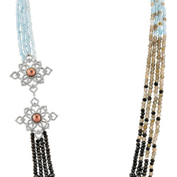 Collier Sautoir "Blue Moon" en argent, perles, zirconium et spinelles - Castafiore
