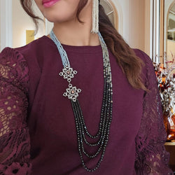 Collier Sautoir "Blue Moon" en argent, perles, zirconium et spinelles - Castafiore