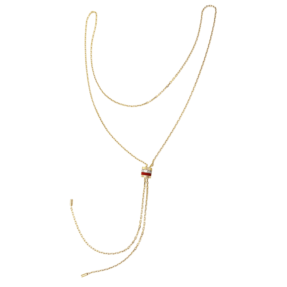 Collier Sautoir BOUCHERON "Cravate Quatre Red Edition" en or blanc, or jaune, or rose, céramique et diamants - Castafiore