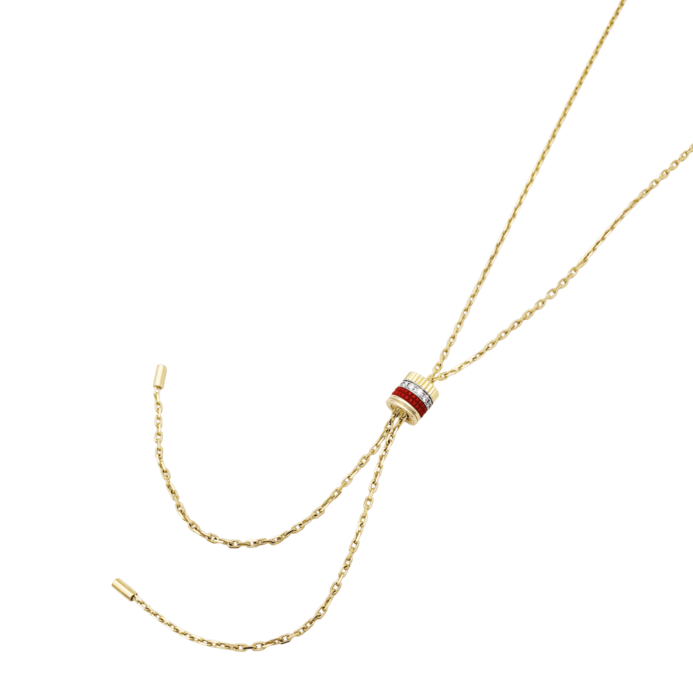 Collier Sautoir BOUCHERON "Cravate Quatre Red Edition" en or blanc, or jaune, or rose, céramique et diamants - Castafiore
