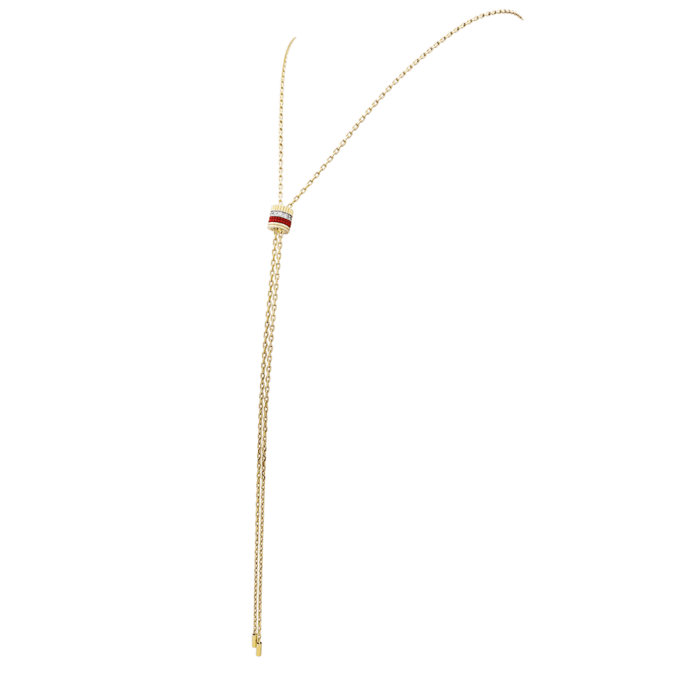 Collier Sautoir BOUCHERON "Cravate Quatre Red Edition" en or blanc, or jaune, or rose, céramique et diamants - Castafiore