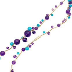 Collier Sautoir CARTIER "Délices de Goa" en or rose, turquoises, améthystes et diamants - Castafiore