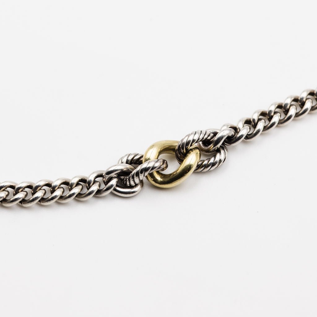 Collier Sautoir DAVID YURMAN "Gradient Curb Chain" en argent et or jaune - Castafiore