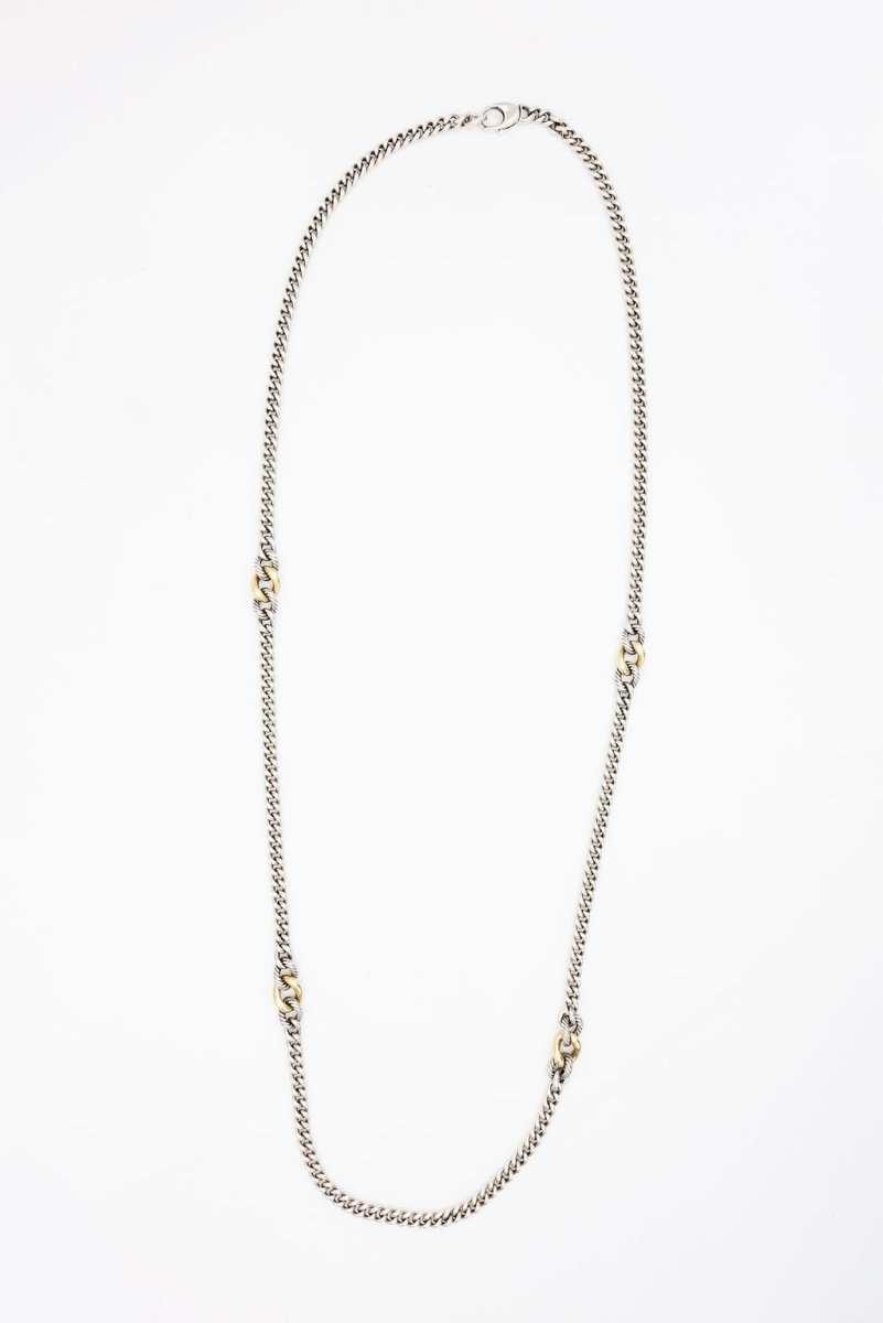 Collier Sautoir DAVID YURMAN "Gradient Curb Chain" en argent et or jaune - Castafiore