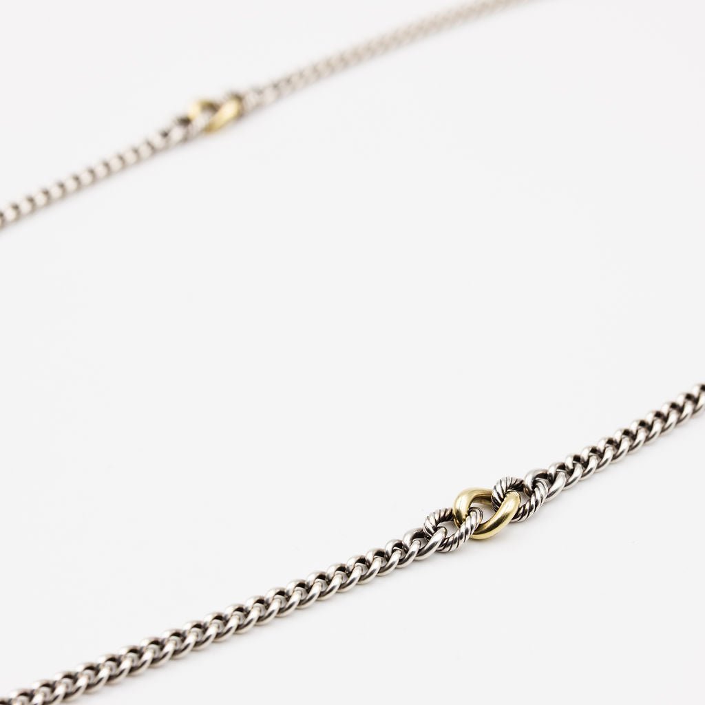 Collier Sautoir DAVID YURMAN "Gradient Curb Chain" en argent et or jaune - Castafiore